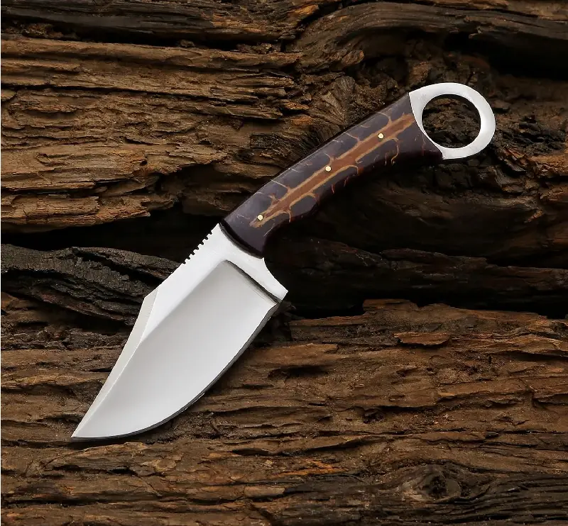 Ring pommel knife solo Camping Knife | Best Fixed Blade Camping knife | Finger Hole Stainless Steel Knife