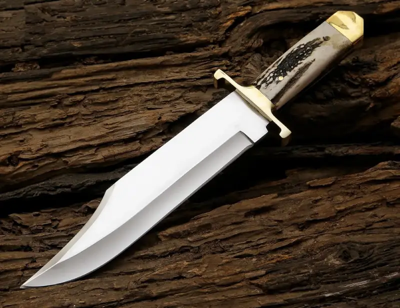 bowie knife with stag knife (1) Premium Custom Handmade Bowie Knife with Stag Handle