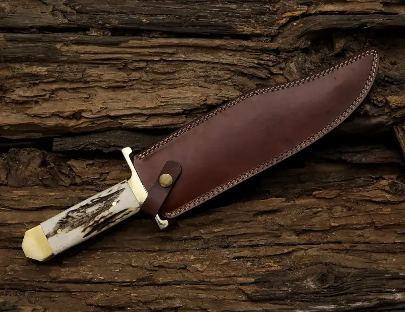 bowie knife with stag knife (2) Premium Custom Handmade Bowie Knife with Stag Handle