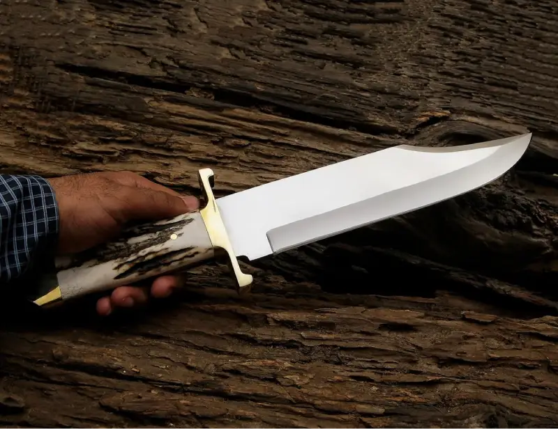 bowie knife with stag Premium Custom Handmade Bowie Knife with Stag Handle