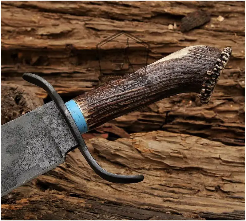 classic bowie knife handle Antique Bowie Knife for Sale | Handmade Black Forged Blade with Stag Handle