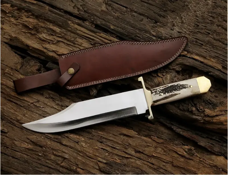 custom bowie knife with stag handle