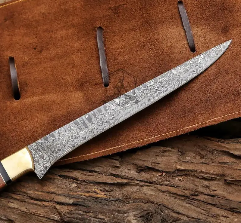 damascus steak knife blade Handmade Damascus Steak Knife with Razor Sharp Patterned Blade | Full Tang