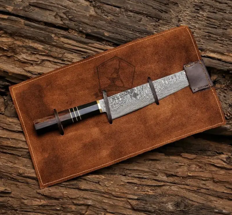 damascus steel chef knife leather kit Handmade Damascus Steel Chef Knife for Professional Kitchen Performance