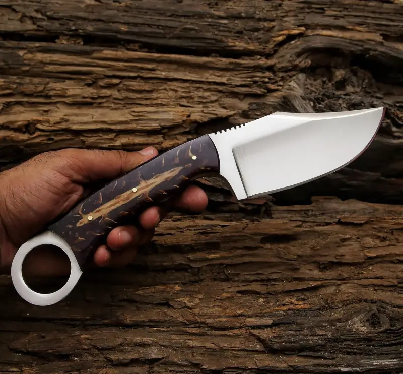 handmade ring pommel knife Camping Knife | Best Fixed Blade Camping knife | Finger Hole Stainless Steel Knife