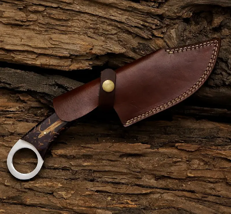 ring pommel knife with sheath Camping Knife | Best Fixed Blade Camping knife | Finger Hole Stainless Steel Knife
